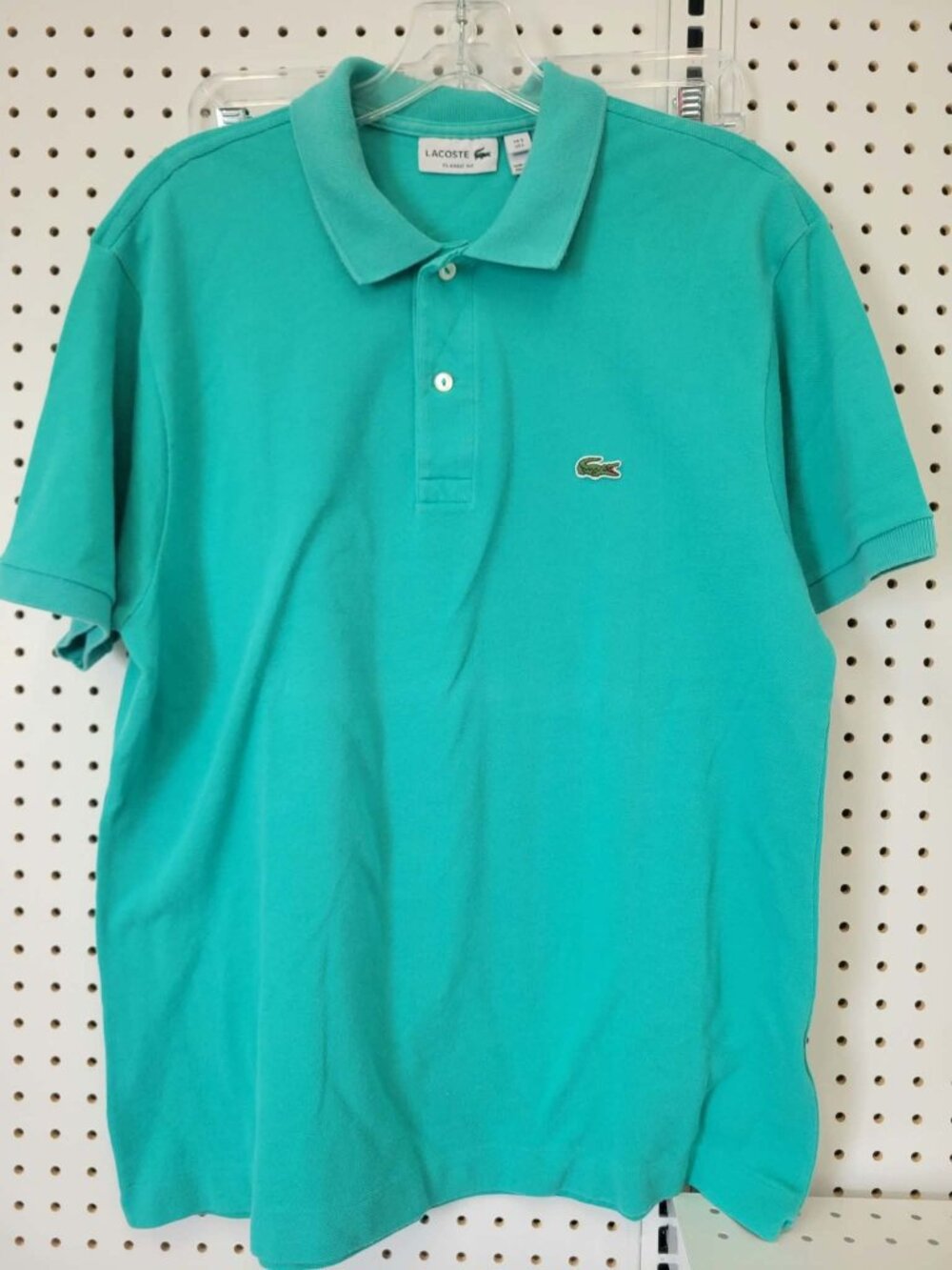 Lacoste Mens Classic Fit Polo Shirt Turquoise Short Sleeve Size L Cotton Made In